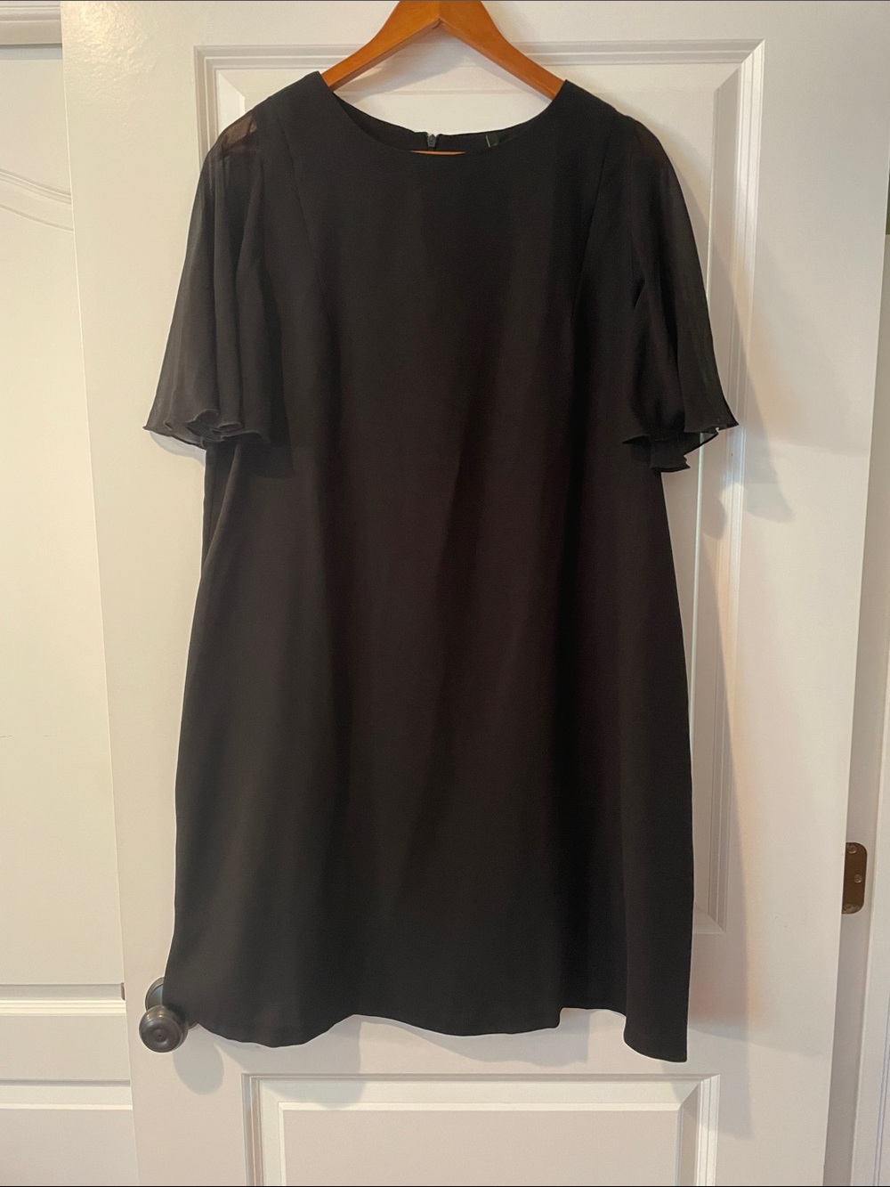 Classic Black Flutter Sleeve Shift Dress